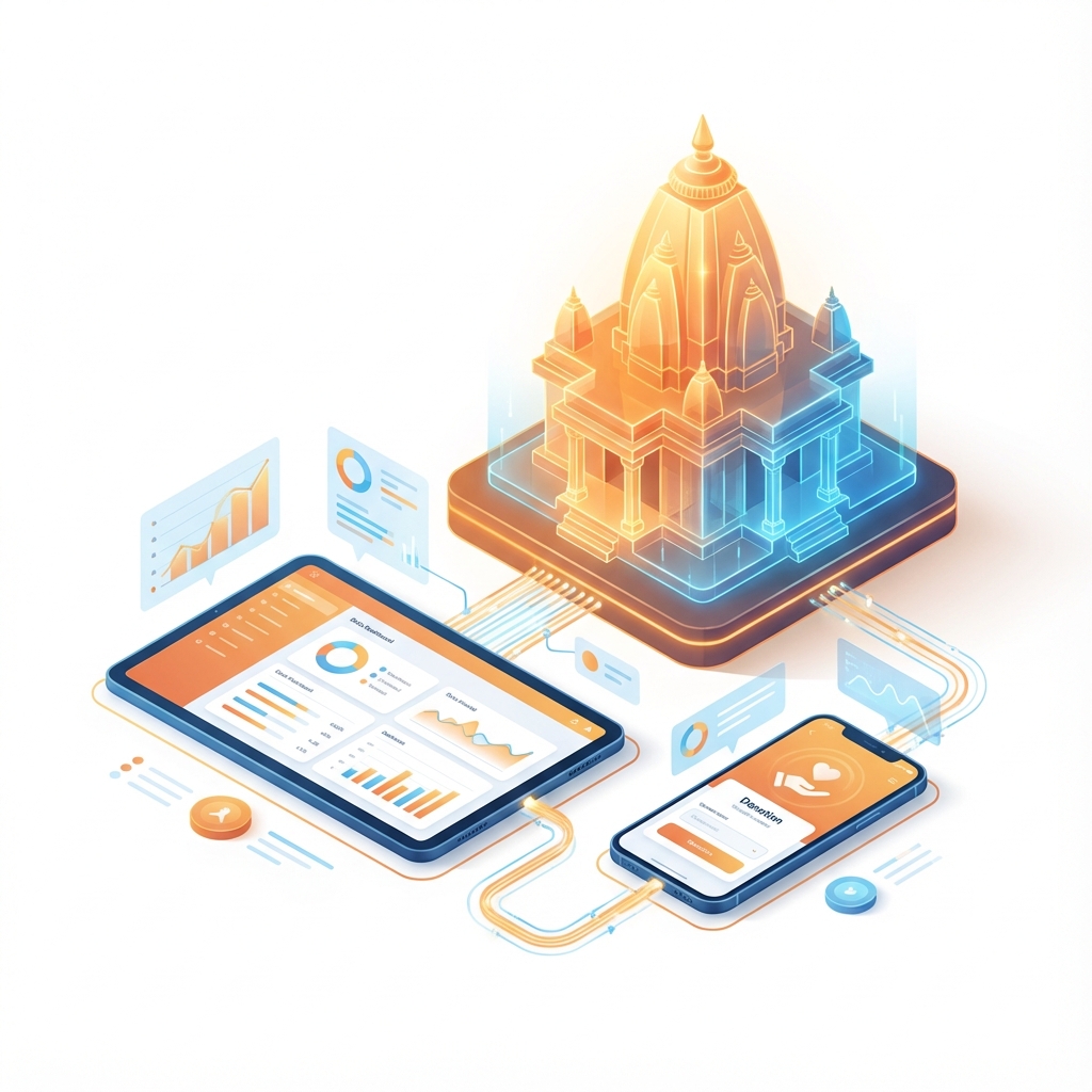 Digital Temple Management Illustration